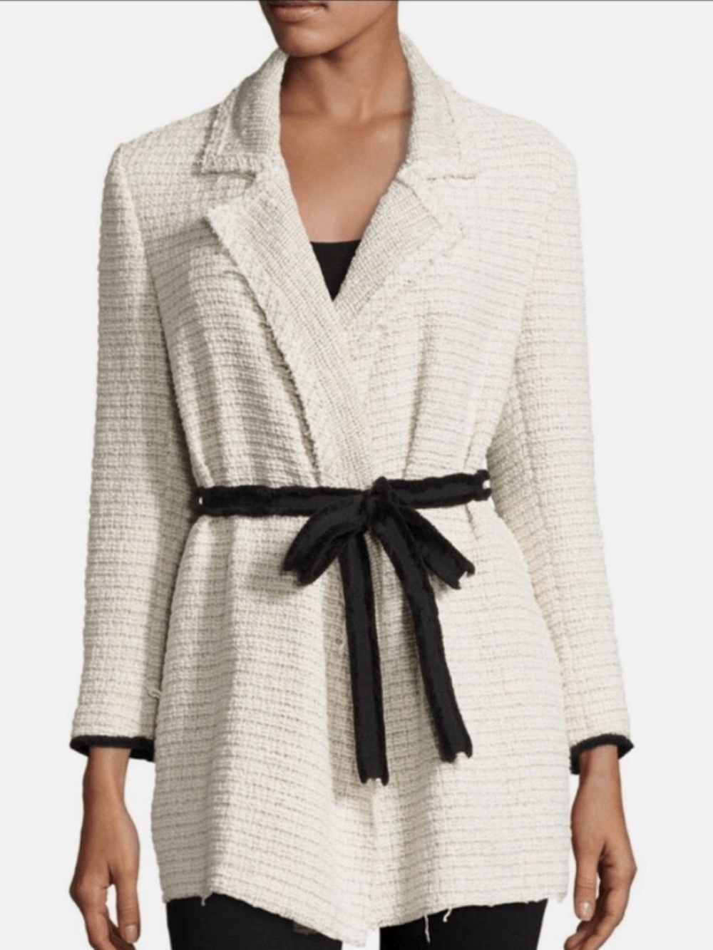 Theory - Clarence Carson Tweed Cream Bouclé Open-Front Blazer